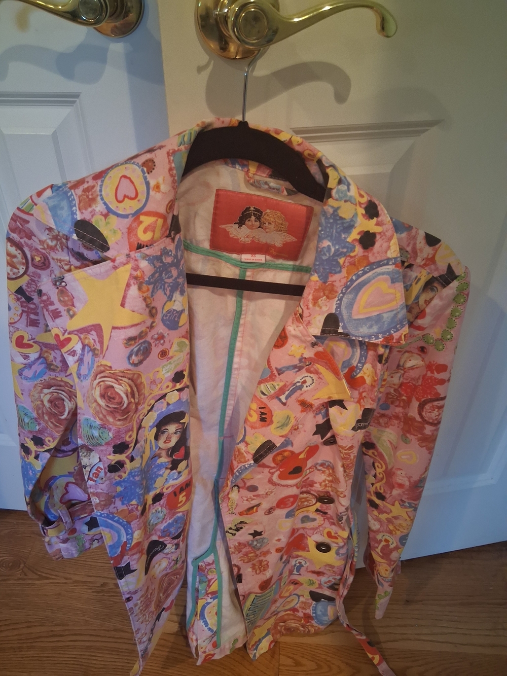 Vintage Fiorucci Multicolor Heart & Star Printed Pink Jacket